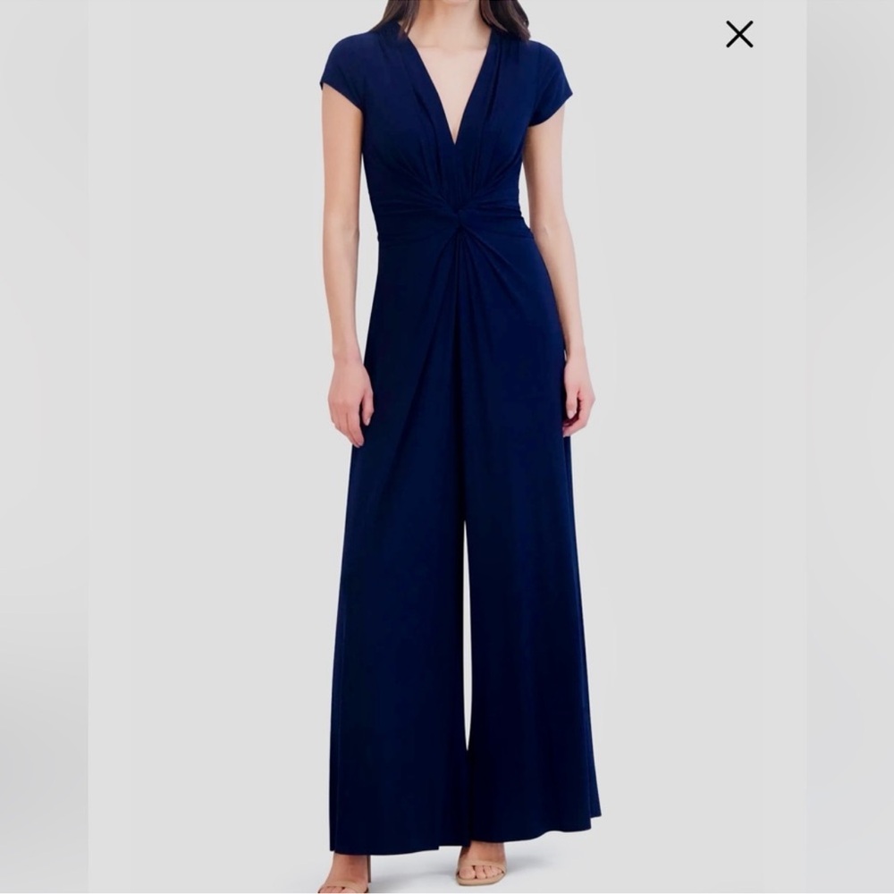 Vince Camuto Twist-Front Plunge Jumpsuit